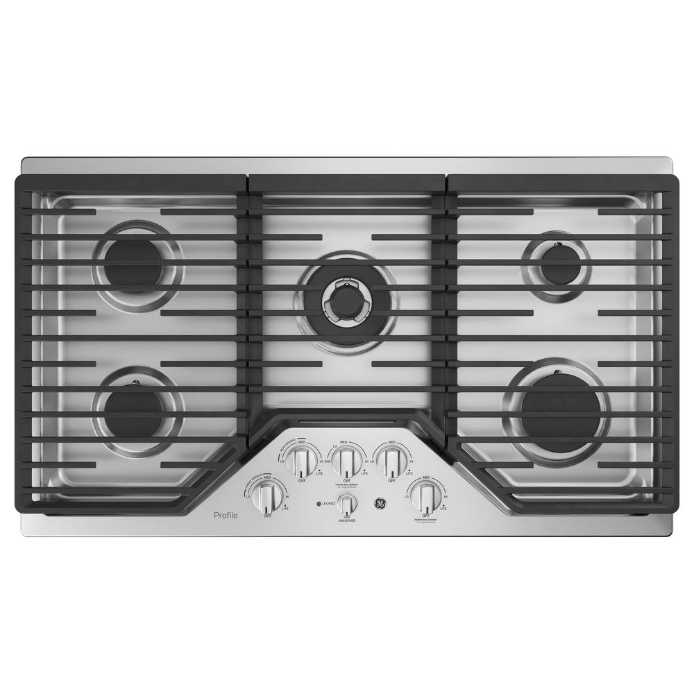 Ge Profile 36 In Gas Cooktop In Stainless Steel With 5 Burners