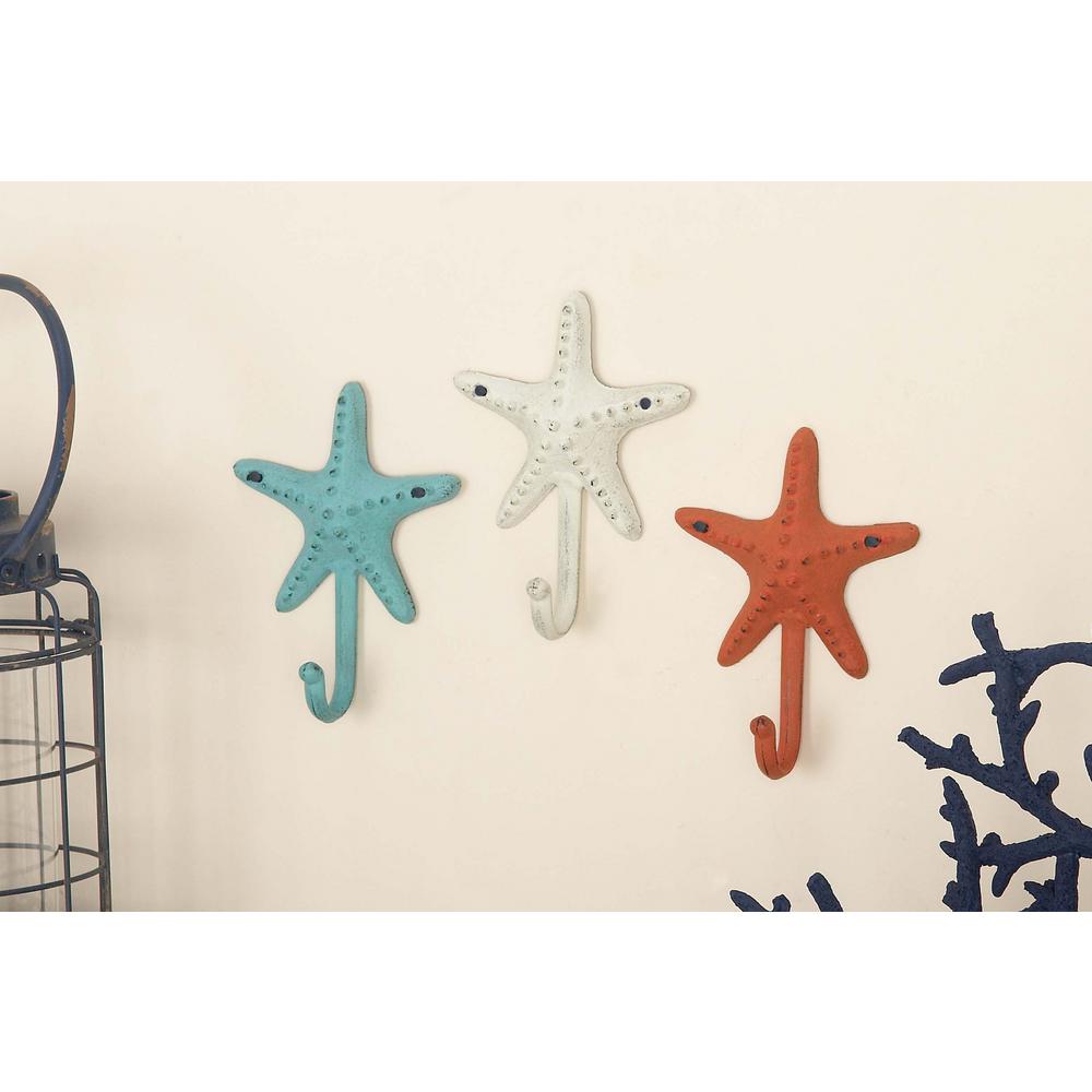 Litton Lane 5 in. x 7 in. CoastalLiving Iron Starfish Wall Hooks in