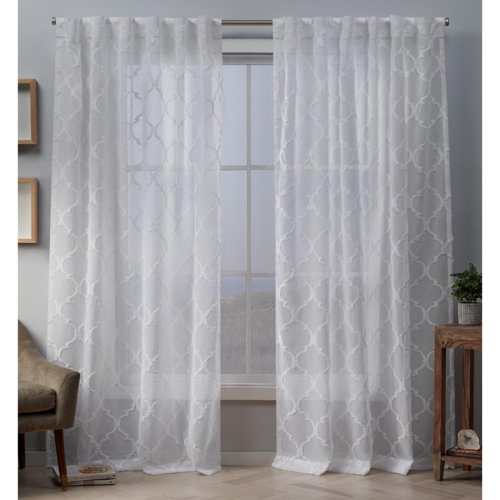 Exclusive Home Curtains Aberdeen 54 in. W x 84 in. L Sheer Hidden Tab Top Curtain Panel in White