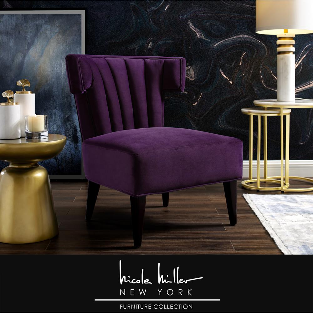 nicole miller azariah purple velvet accent chair with upholstered  armlessnac10902plhd  the home depot