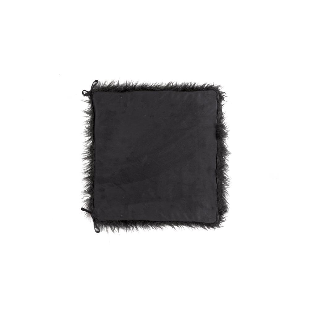Luxe Faux Fur Laredo Black Faux Sheepskin Fur Chair Pad With Ties Set Of 2 676685045386 The Home Depot