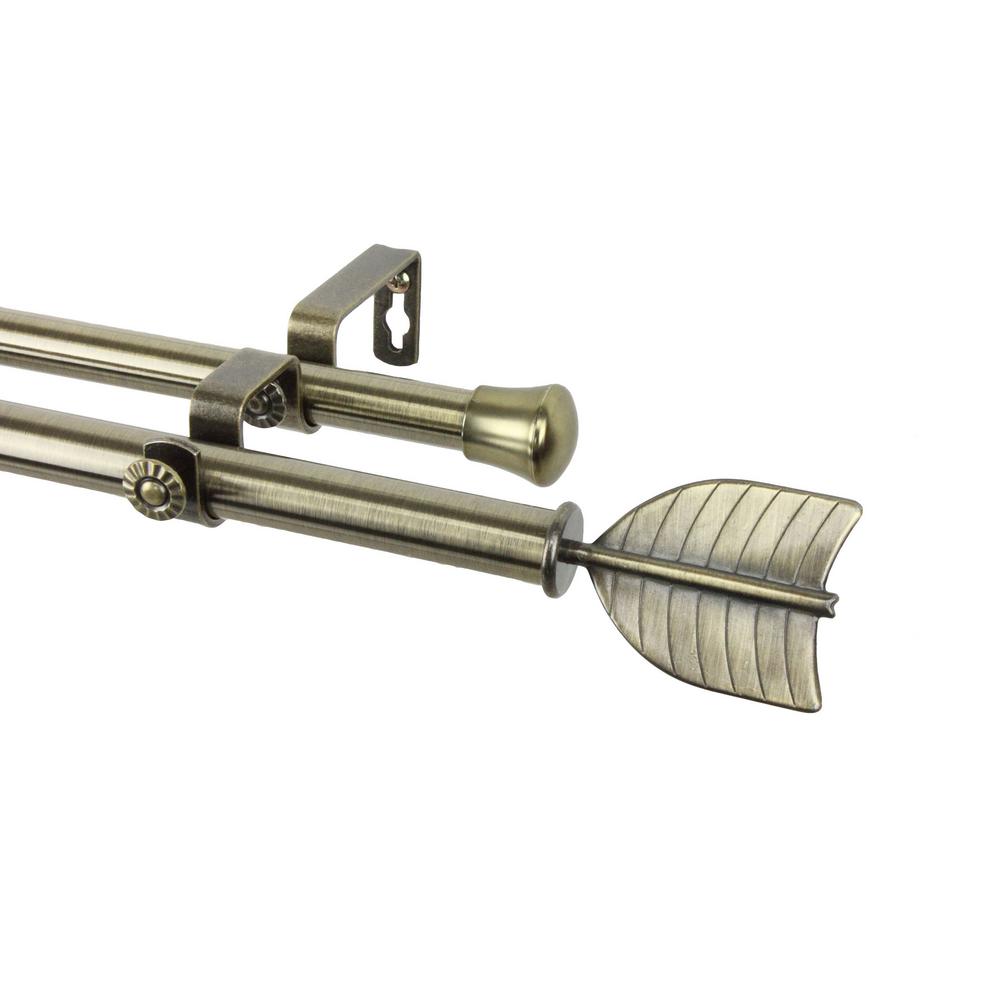 Rod Desyne 66 In X 120 Feather Double Curtain Set 66 In X 120 Feather Double Curtain Rod Set Antique Brass