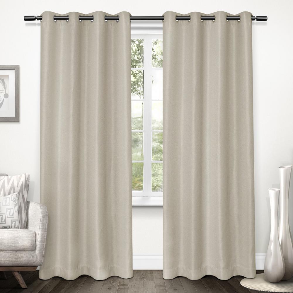 Tweed 52 in. W x 84 in. L Woven Blackout Grommet Top Curtain Panel in ...