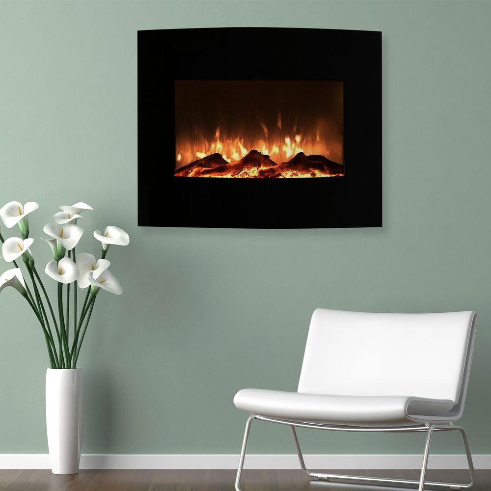 Northwest 25 In Mini Curved Electric Fireplace With Wall And