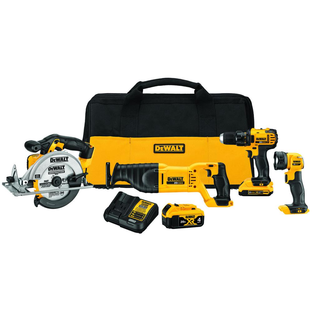 DEWALT 20-Volt MAX Lithium-Ion Cordless Drill/Driver & Saw Combo Kit (4-Tool) w/ (2) 20-Volt Batteries 2.0Ah & Charger
