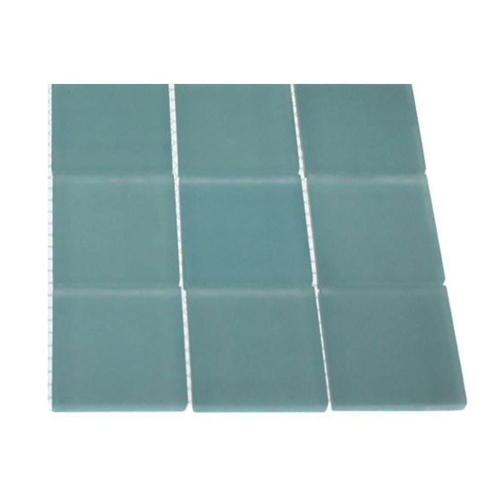 Ivy Hill Tile Contempo Turquoise Frosted Glass Mosaic Floor and Wall