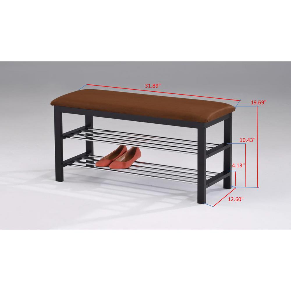 Kings Brand Furniture Black Chocolate Microfiber Shoe Rack Organizer And Bench 9260 Rs The Home Depot