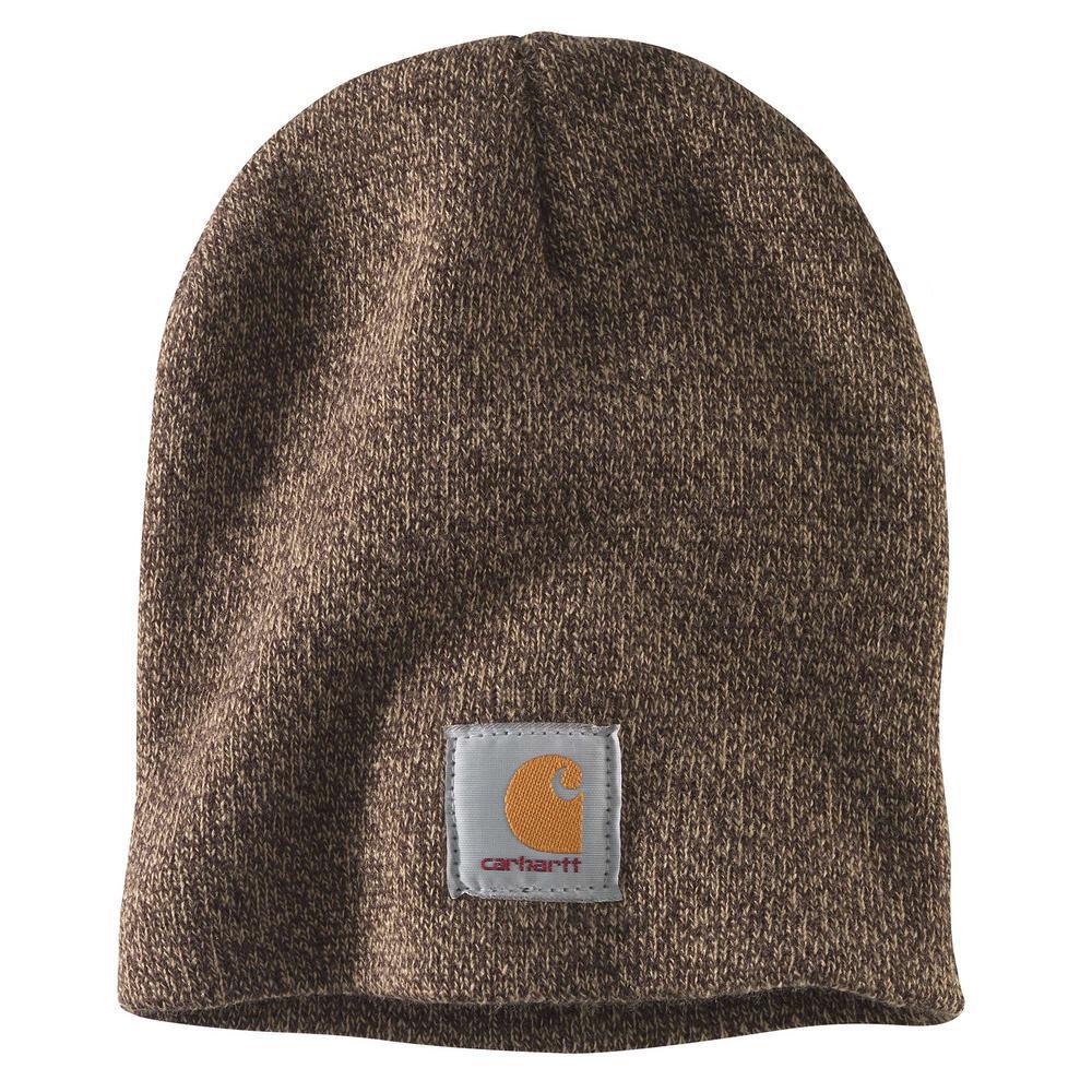 Carhartt Men's OFA Dark Brown/Sandstone Acrylic Knit Hat-A205-247 - The ...