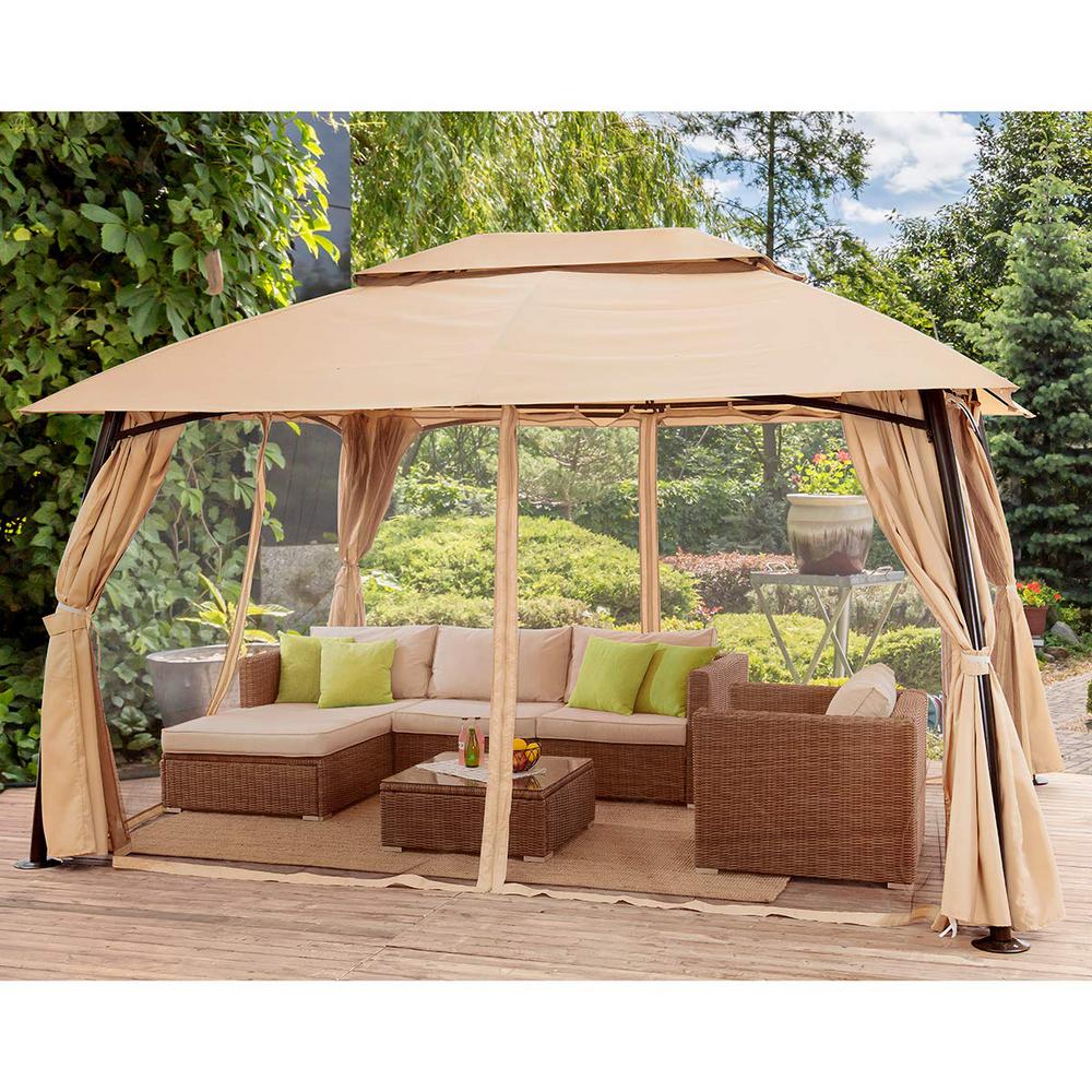 Barton Renaissance 10 Ft X 13 Ft Beige Gazebo With Mosquito