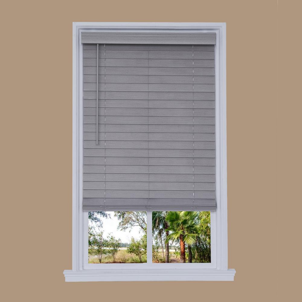 CuttoWidth Steel Gray Cordless 2.5 in. Distressed Faux Wood Blind