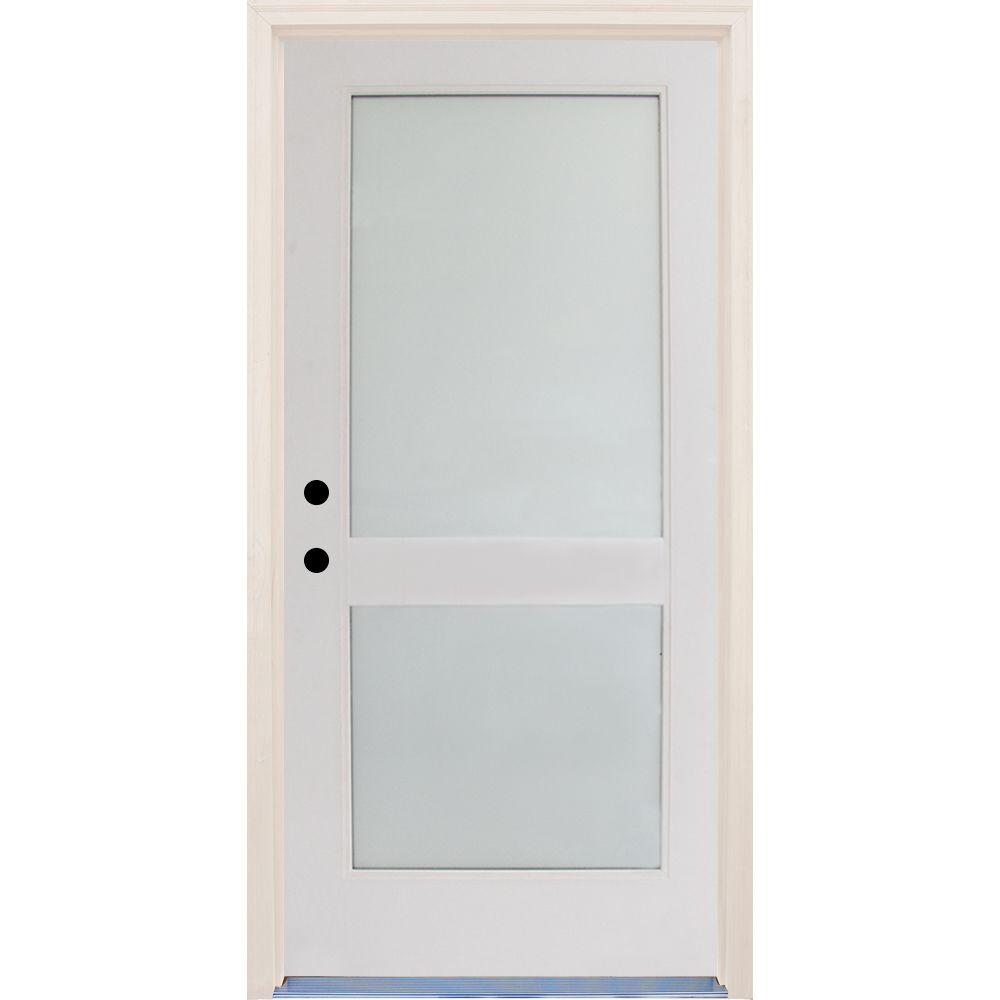 Builder S Choice 36 In X 80 In Elite Satin Etch Glass Contemporary 2 Lite Unfinished