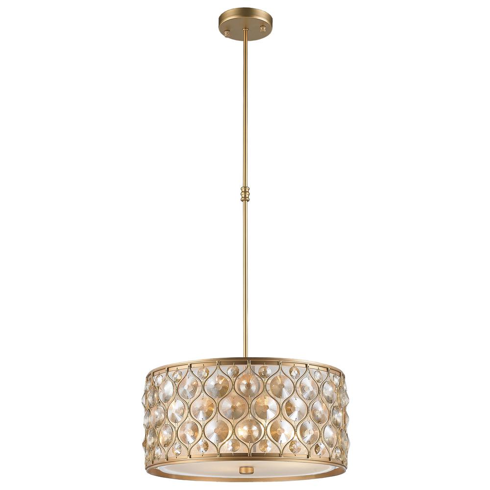 Gold Crystal Pendant Lights Lighting The Home Depot Paris 1 Light Matte Gold With Clear And Golden Teak Crystal Pendant