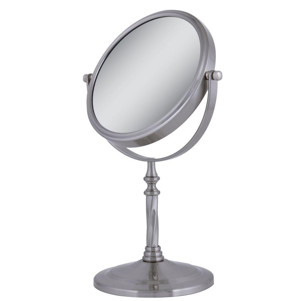 Zadro Dual Sided Swivel Vanity Makeup Mirror In Satin Nickel Van45 The Home Depot