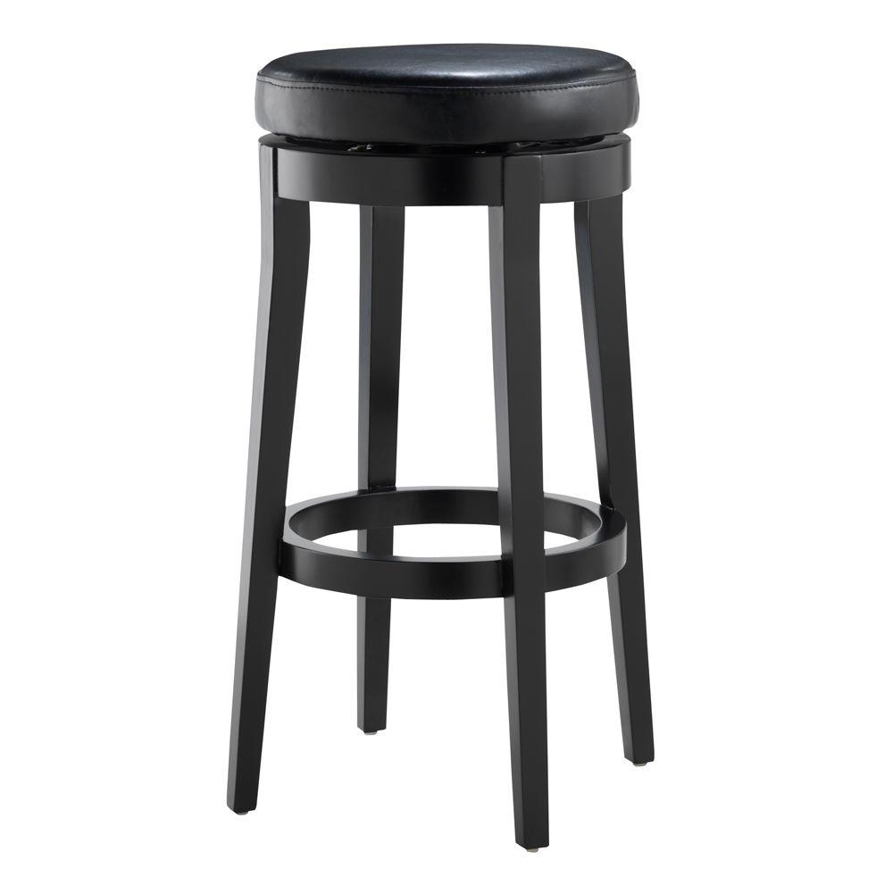 Home Decorators Collection 30 in Black Cushioned Swivel Bar Stool in 