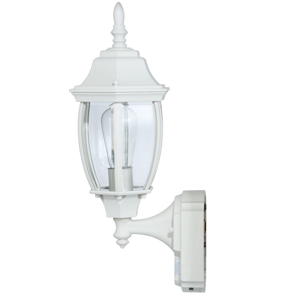 Hampton Bay Alexandria 180 White Motion Sensing Outdoor Decorative Wall Lantern Sconce Hbi 4192 Wh The Home Depot - White Motion Sensing Outdoor Decorative Wall Lantern Sconce Hampton Bay Alexandria 180 White Motion Sensing Outdoor Decorative Wall Lantern Sconce Hbi 4192 Wh The Home Depot - White Motion Sensing Outdoor Decorative Wall Lantern Sconce