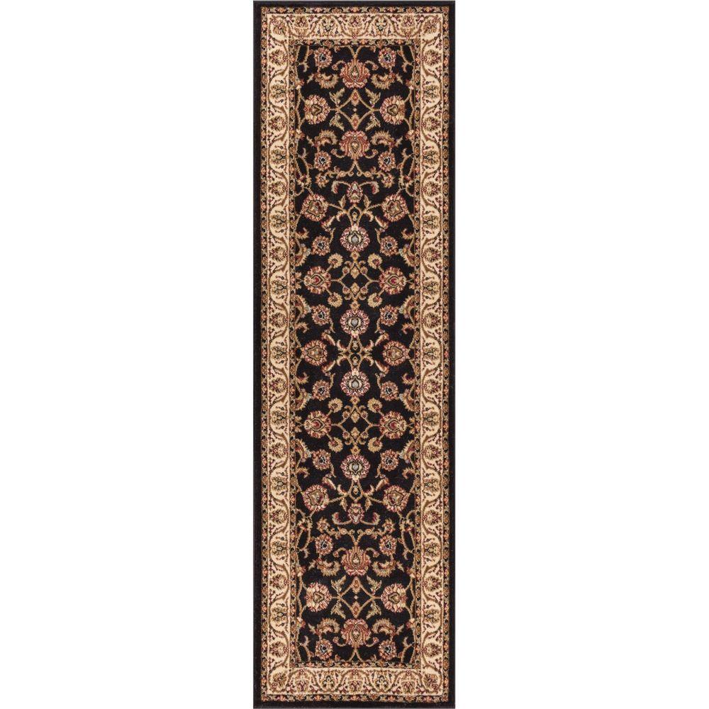 Well Woven Barclay Sarouk Border Black Area Rug