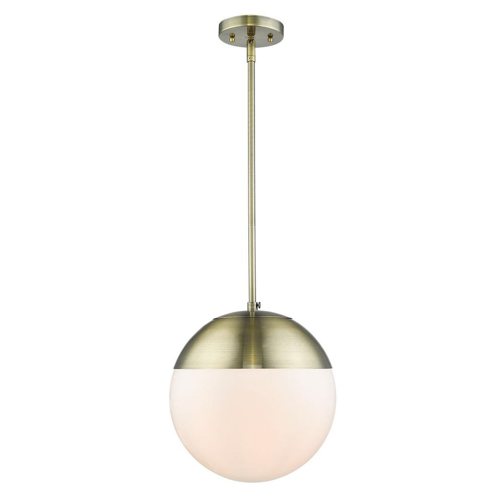 Golden Lighting Dixon 1Light Aged Brass with Opal Glass and Aged Brass