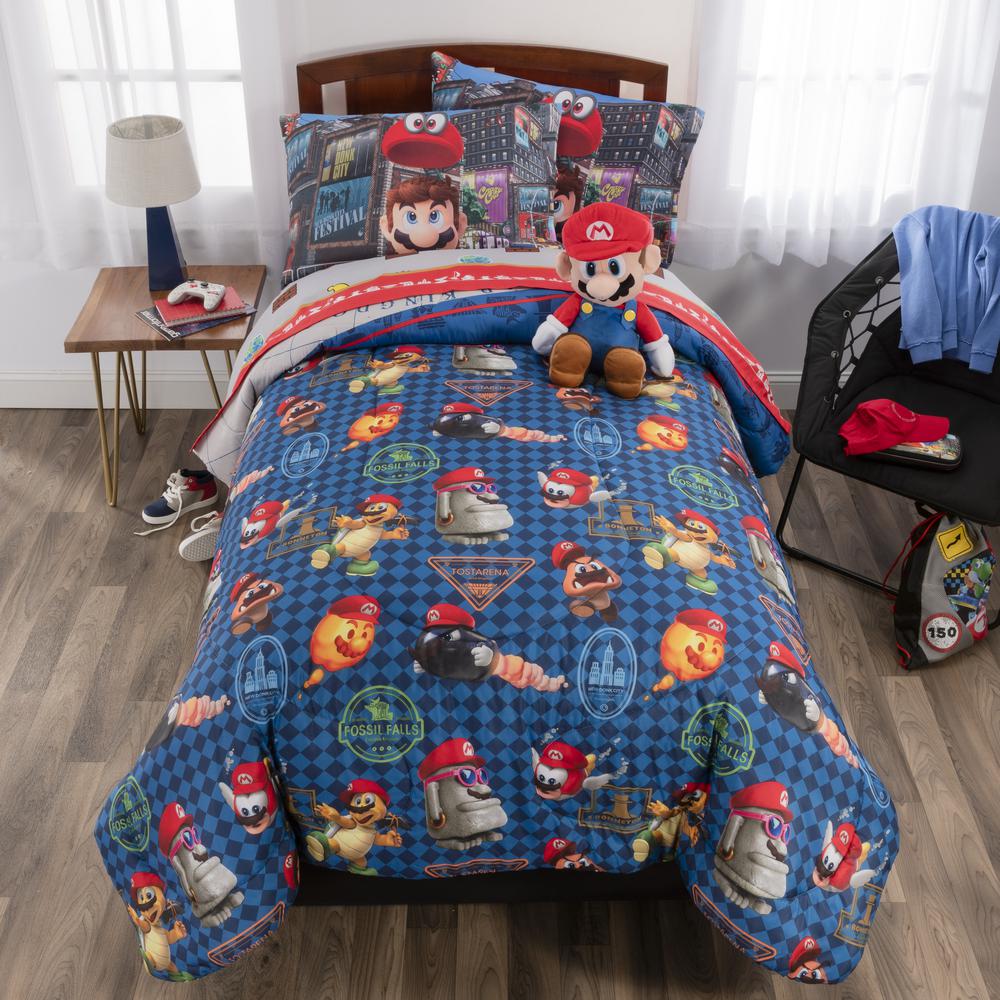 Super Mario Caps Off 6 Piece Multicolored Full Bed In A Bag Set