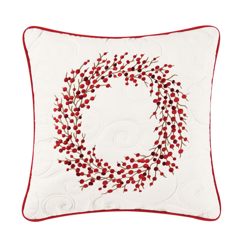 UPC 008246453758 product image for C&F HOME Berry Wreath Embroidered Standard Pillow, White Red | upcitemdb.com