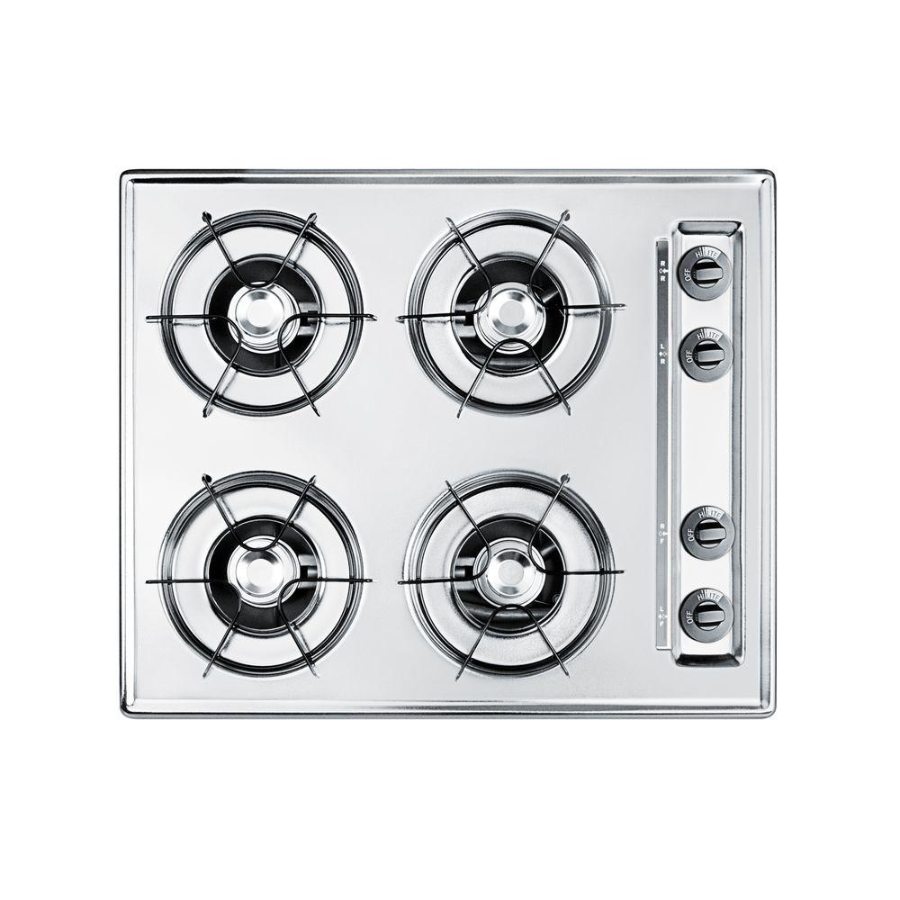 Chrome Cooktop Oven Extractor Hood gas cooktop in chrome with 4 burners