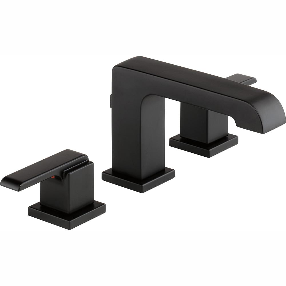 Ara 8 in. Widespread 2-Handle Bathroom Faucet with Metal Drain Assembly in Matte Black