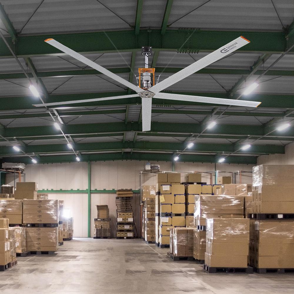 Commercial Electric 15 Ft Indoor Outdoor Silver Aluminum Industrial Shop Warehouse Ceiling Fan With Wall Control