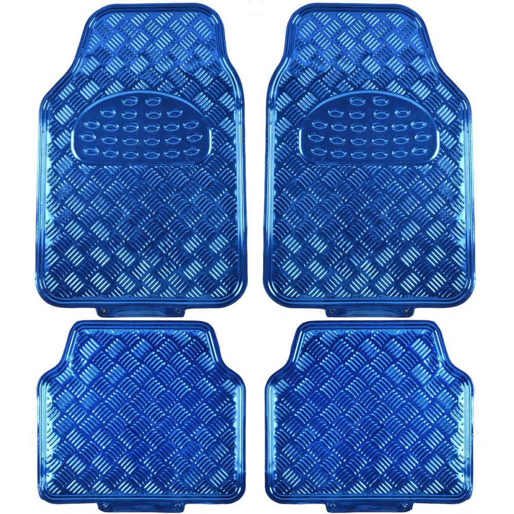 Bdk Metallic Vinyl Mt 641 Blue Heavy Duty 4 Piece Car Floor Mats