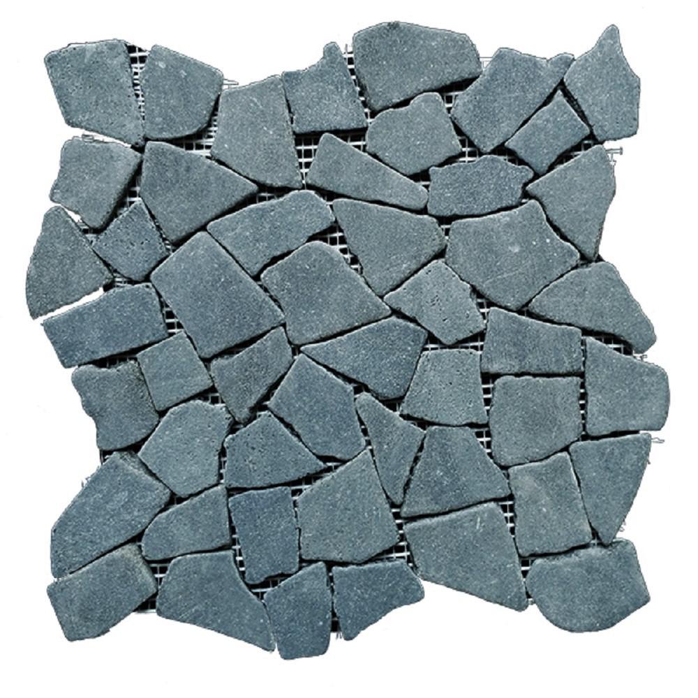 Rain Forest 12 In X Black Stone Mosaic Pebble Floor And Black Stone Mosaic Pebble Floor