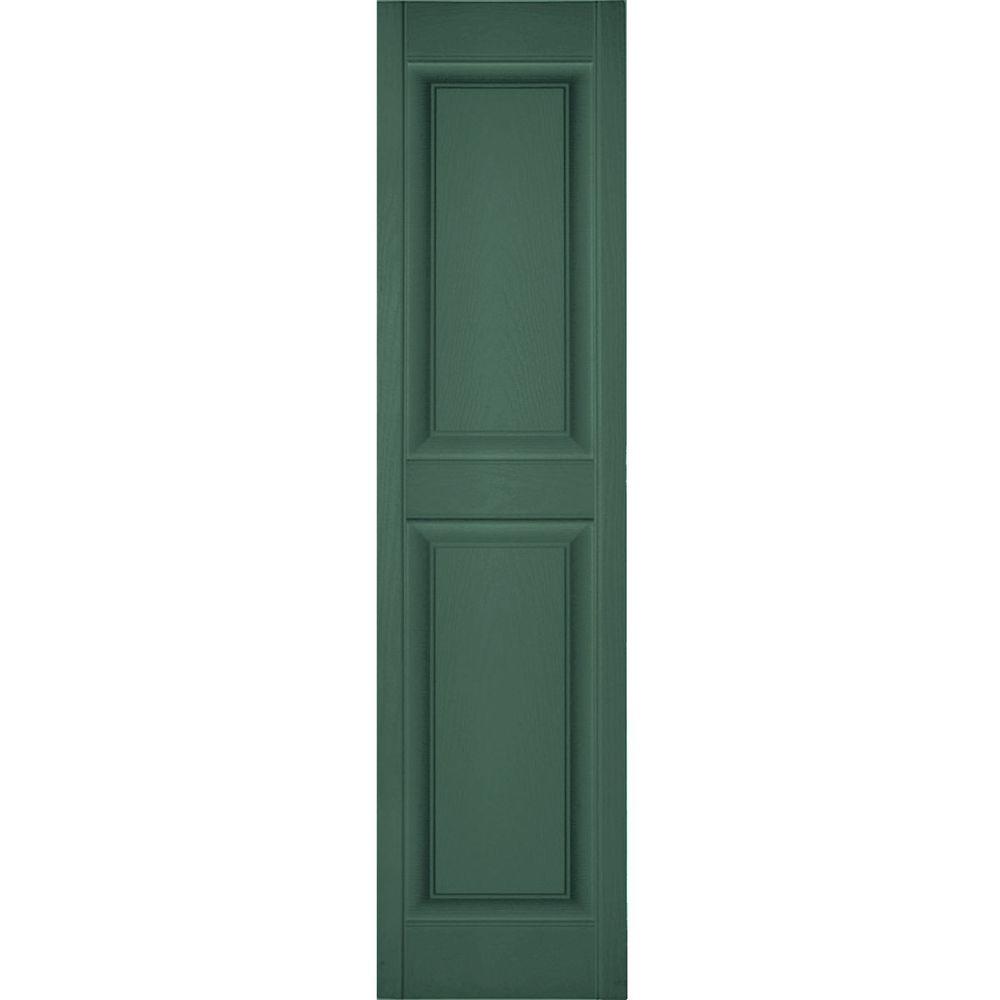 12 x 63 Ekena Millwork LP2S12X06300FG Lifetime Vinyl Standard Two Equal Raised Panel Shutters Forest Green