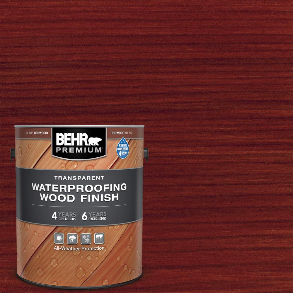BEHR Premium 1 gal. T330 Redwood Transparent Waterproofing Exterior Wood Finish50201 The
