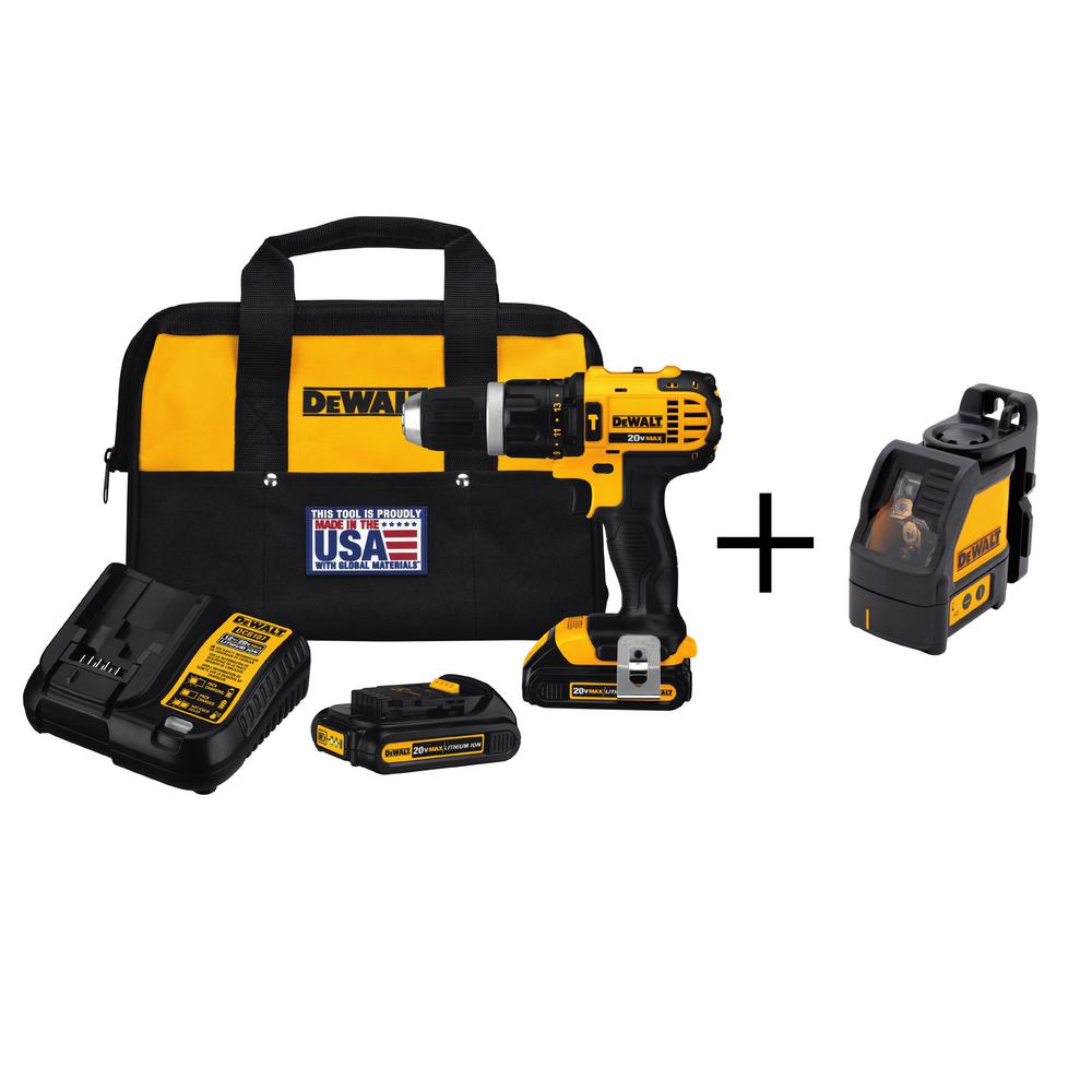 DEWALT 20Volt Max LithiumIon Cordless Hammer Drill Kit with Bonus