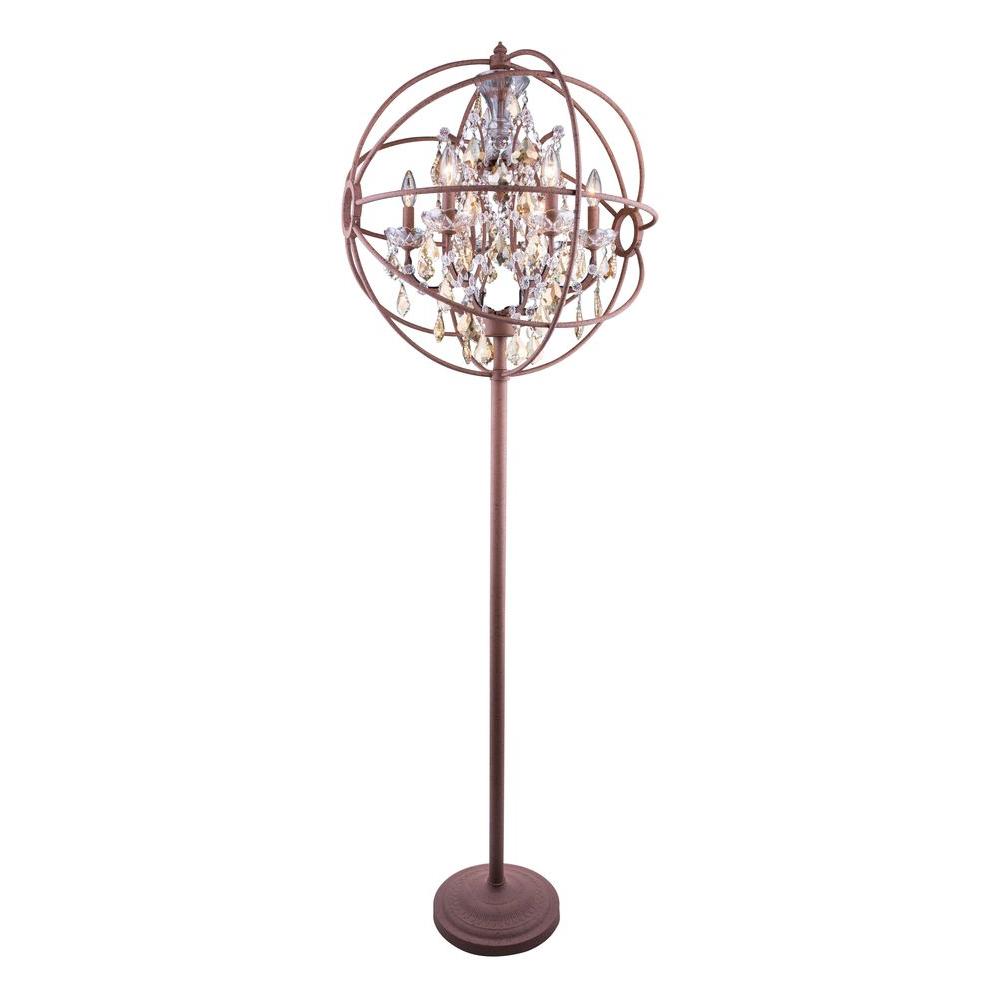 Elegant Lighting Geneva 71 5 In Rustic Intent Floor Lamp With Elegant Lighting Geneva 71 5 In Rustic Intent Floor Lamp With Golden Teak Smoky Crystal