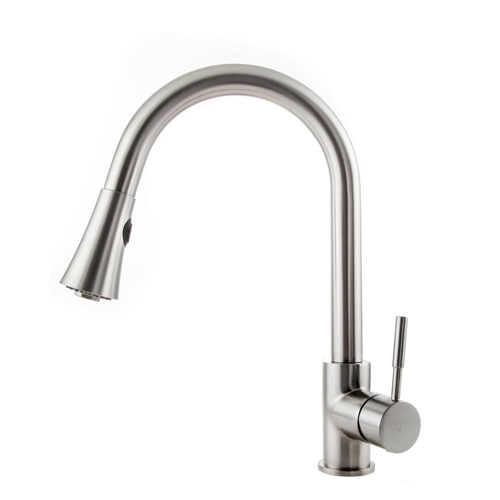 Zline Kitchen And Bath Edison Single Handle Pull Down Sprayer Faucet In Stainless Steel