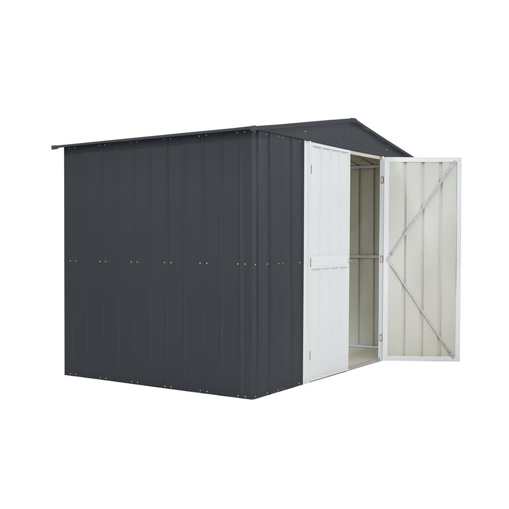Globel 8 Ft X 6 Ft Slate Gray Aluminum White Hinged Door Storage