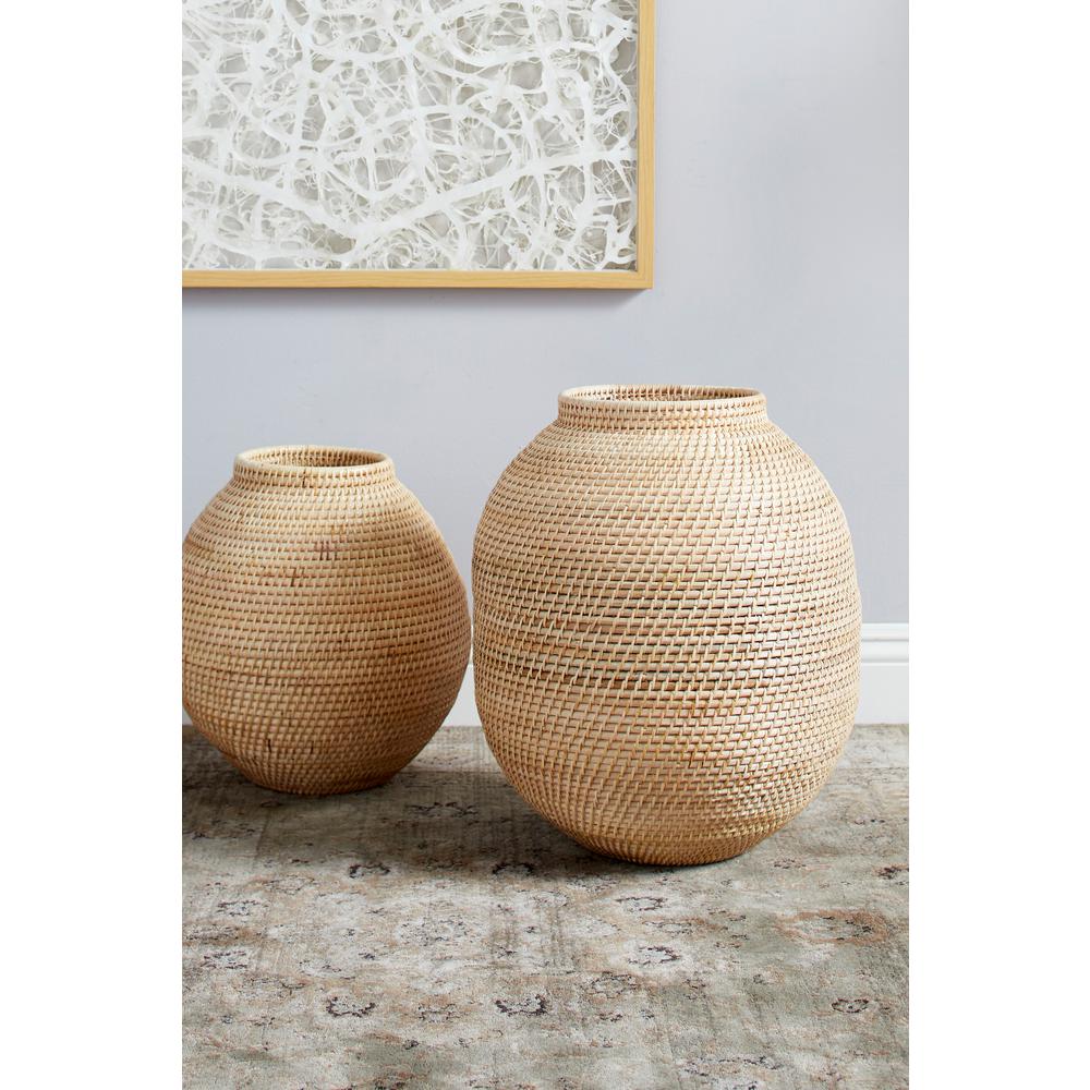 Large Decorative Handwoven Natural Beige Bamboo Vase