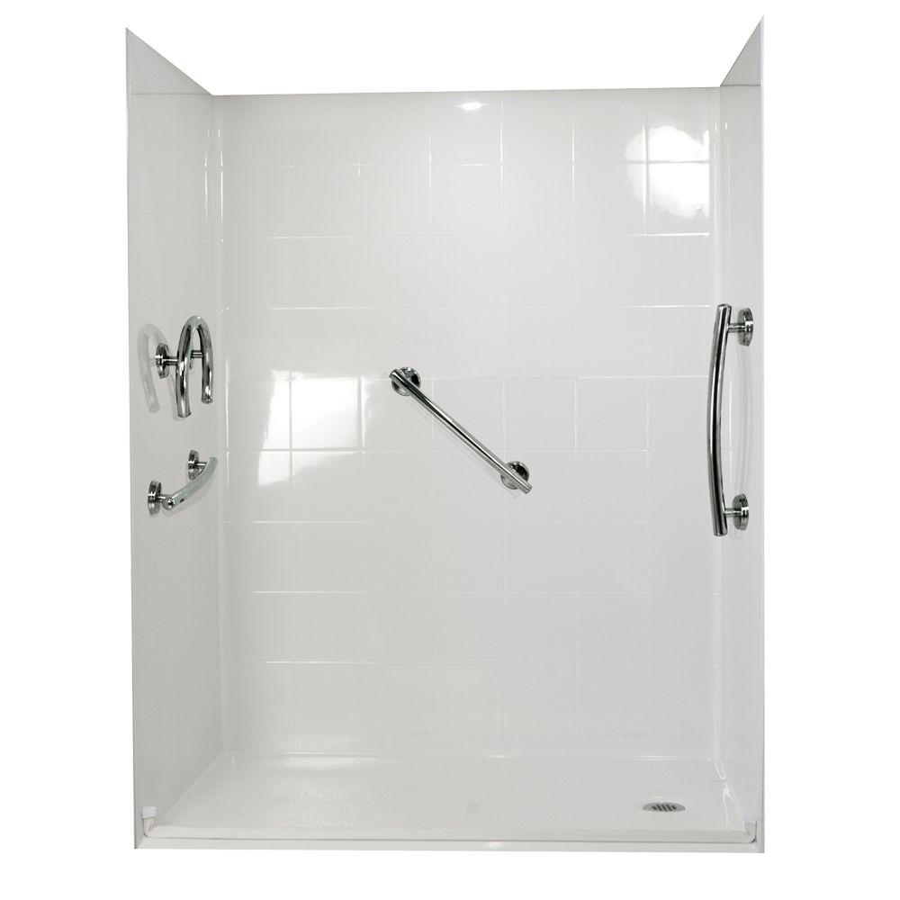 Ella Freedom 37 In X 60 In X 78 In Barrier Free Roll In Shower Kit   White Ella Shower Stalls Kits 6036 Bf 5p 1 0 R Wh Frdm 64 1000 