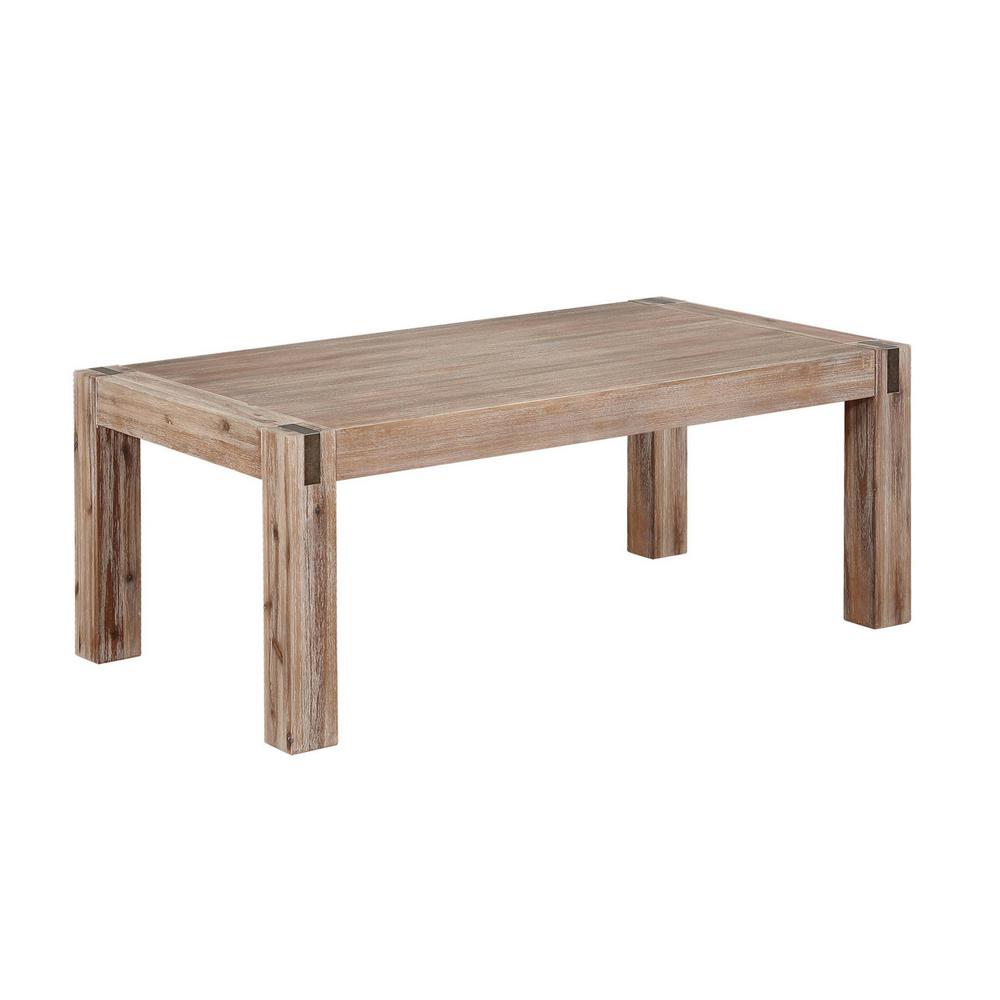 Alaterre Furniture Woodstock Brushed Driftwood 45 In Acacia Wood Alaterre Furniture Woodstock Brushed Driftwood 45 In Acacia Wood With Metal Inset Coffee Table