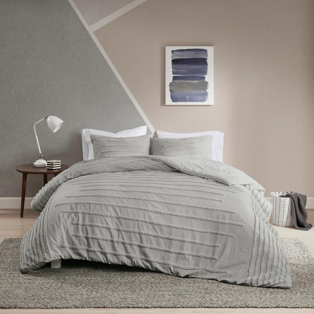 Urban Habitat Camden 3 Piece Grey King Cal King Cotton Chenille Duvet Cover Set Uh12 2326 The Home Depot