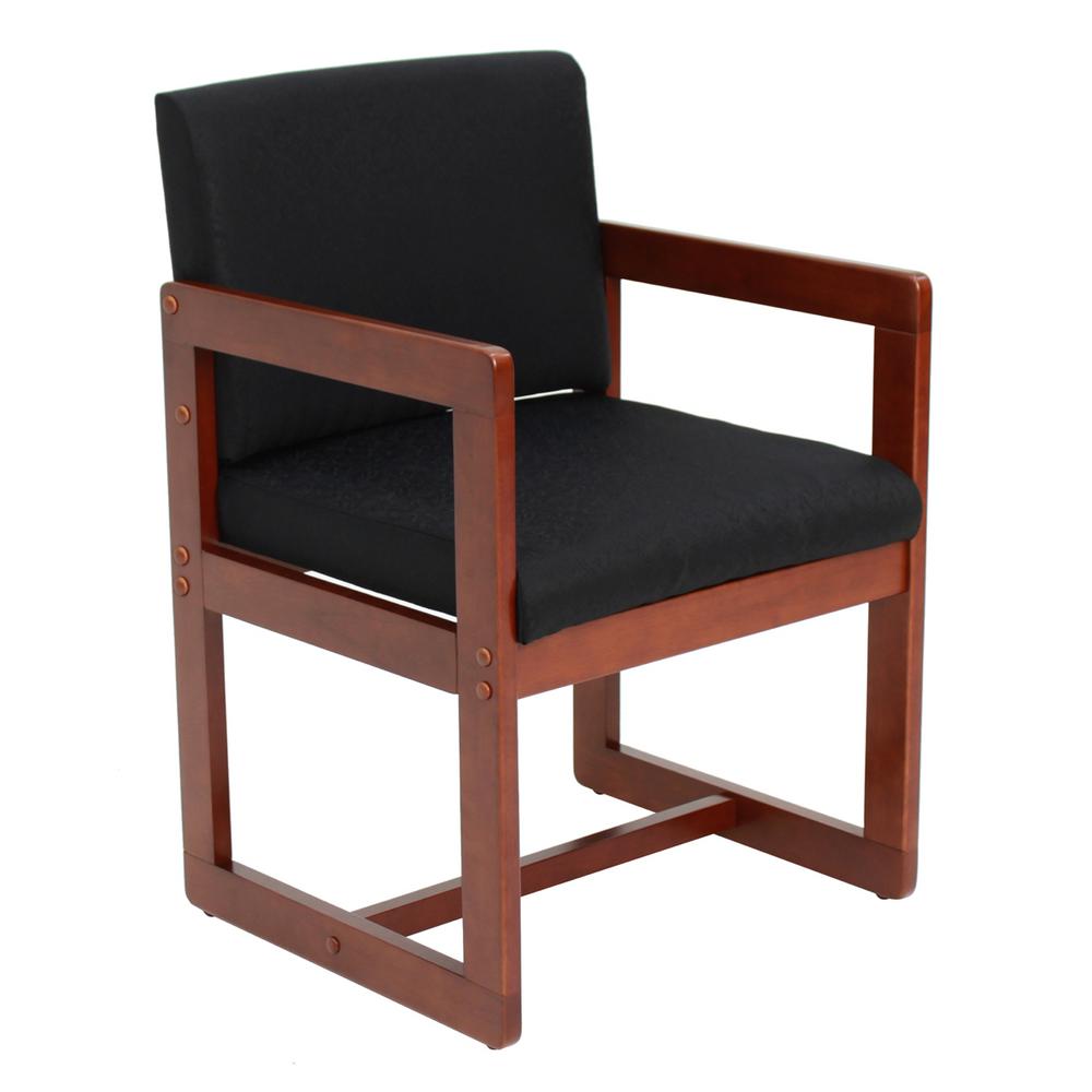 Belcino Cherry Black Sled Base Side Chair With Arms B61715chbk The Belcino Cherry Black Sled Base Side Chair With Arms