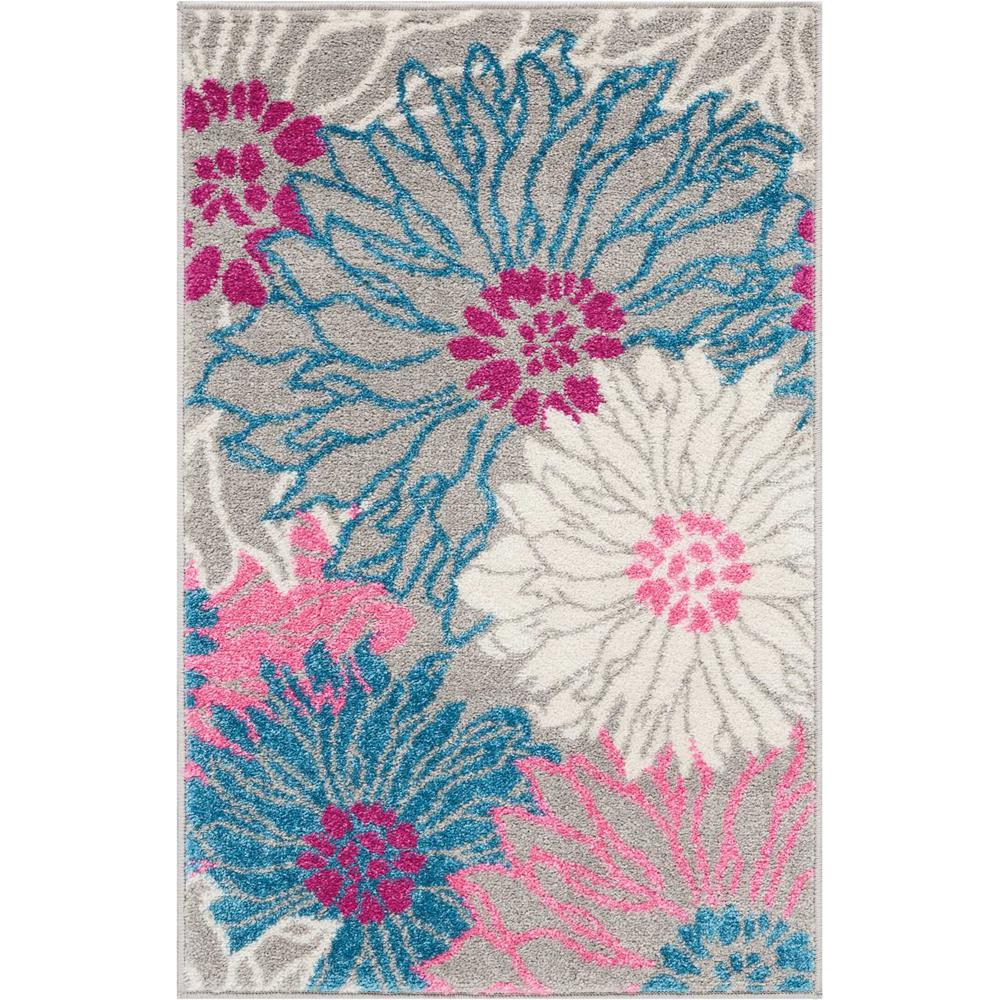Nourison Passion Grey 2 ft. x 3 ft. Floral Modern Area Rug403124 The