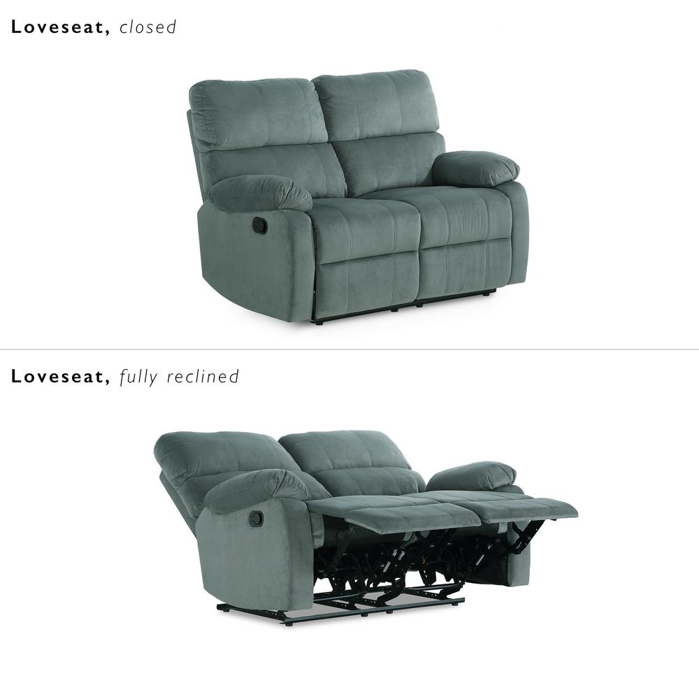 Dorel Living Bergen Slate Green Reclining Loveseat FH8559LS The Home