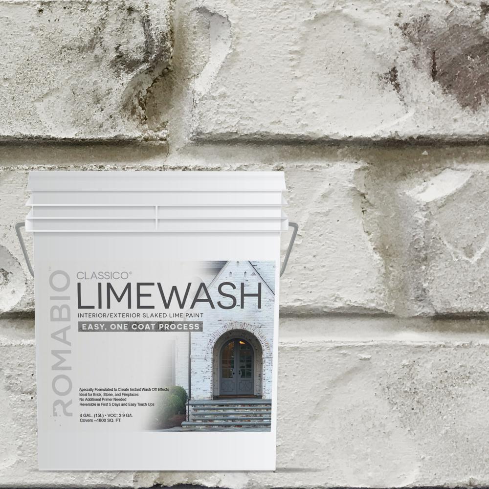 Romabio 4 Gal Cristallo White Limewash Interior Exterior Paint Cristallo White Limewash Interior Exterior Paint