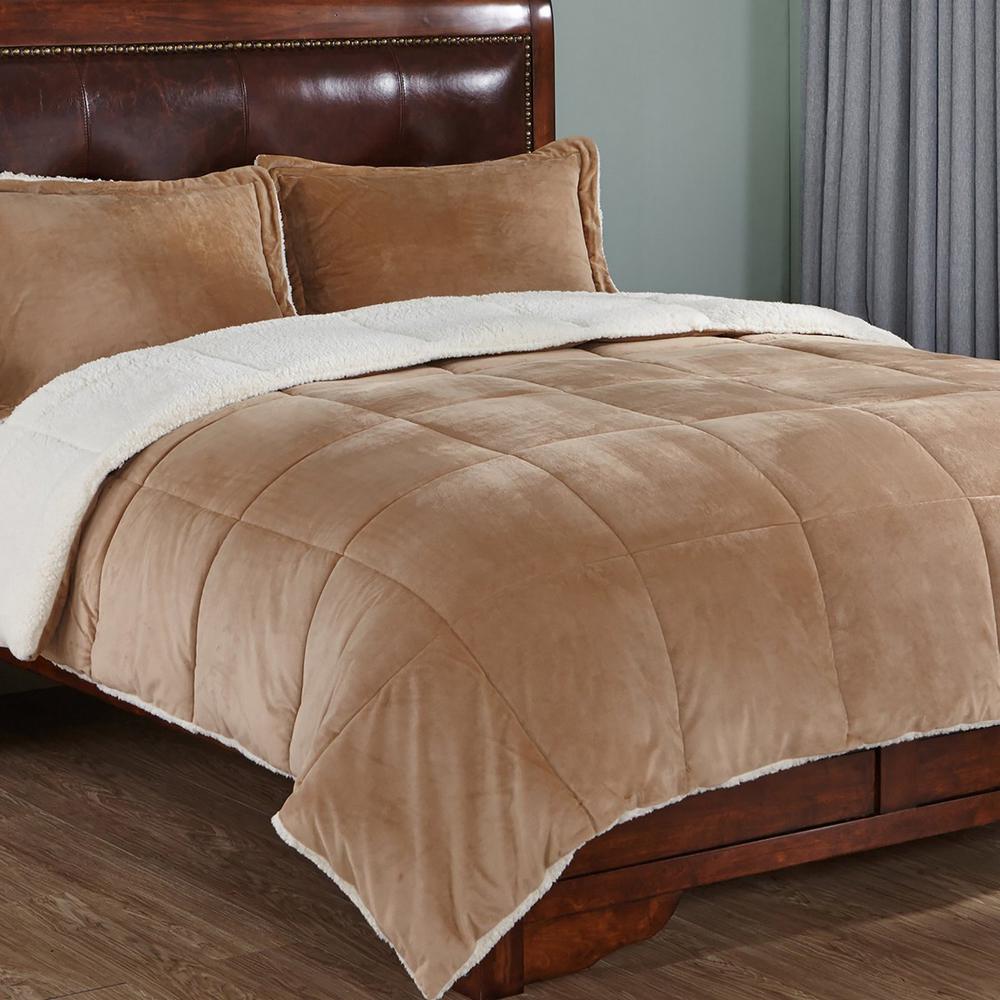 Peace Nest Reversible Sherpa Gold King Down Alternative Comforter
