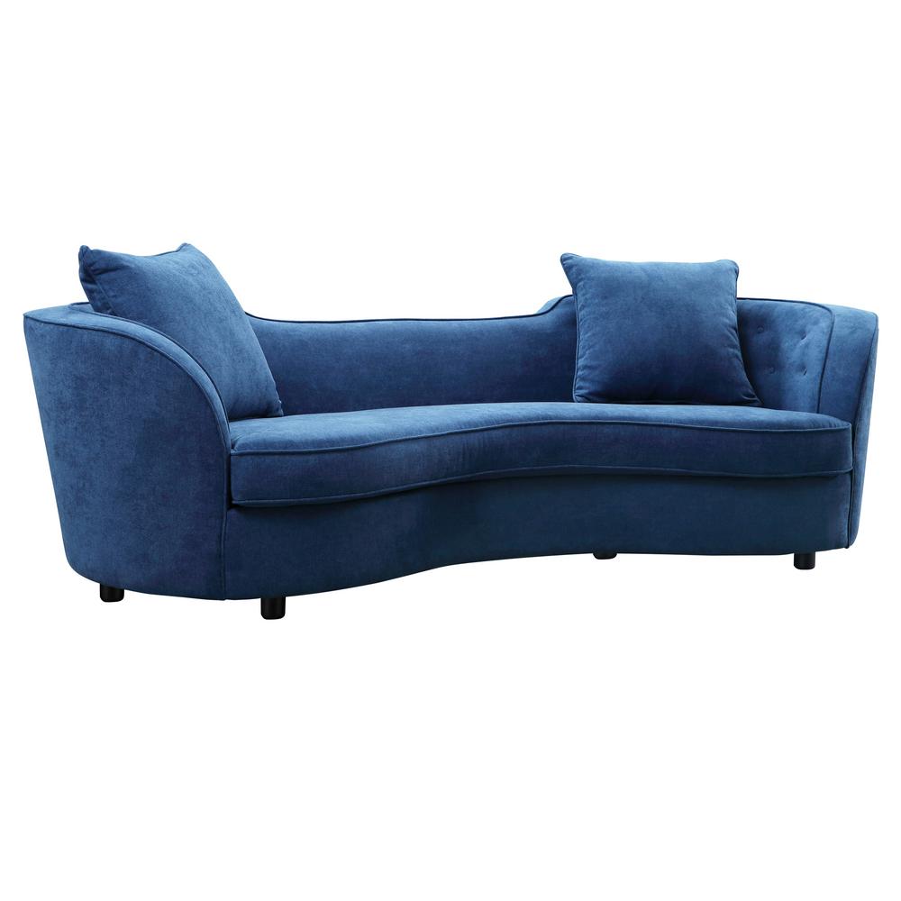 Armen Living Blue Velvet Contemporary Sofa With Brown Armen Living Blue Velvet Contemporary Sofa With Brown Wood Legs