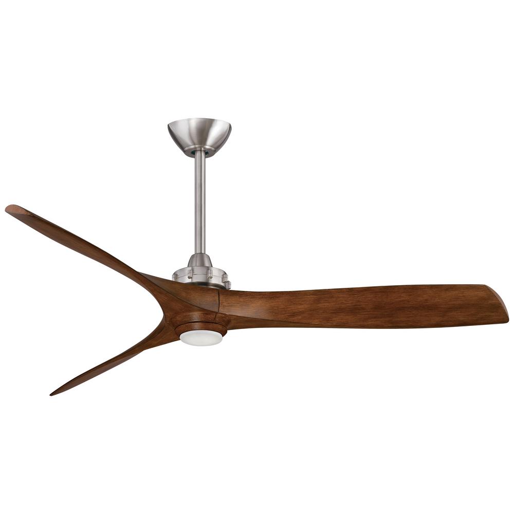 Minka Aire Aviation 60 In Integrated Led Indoor Brushed Nickel And Distressed Koa Ceiling Fan With Light With Remote Control