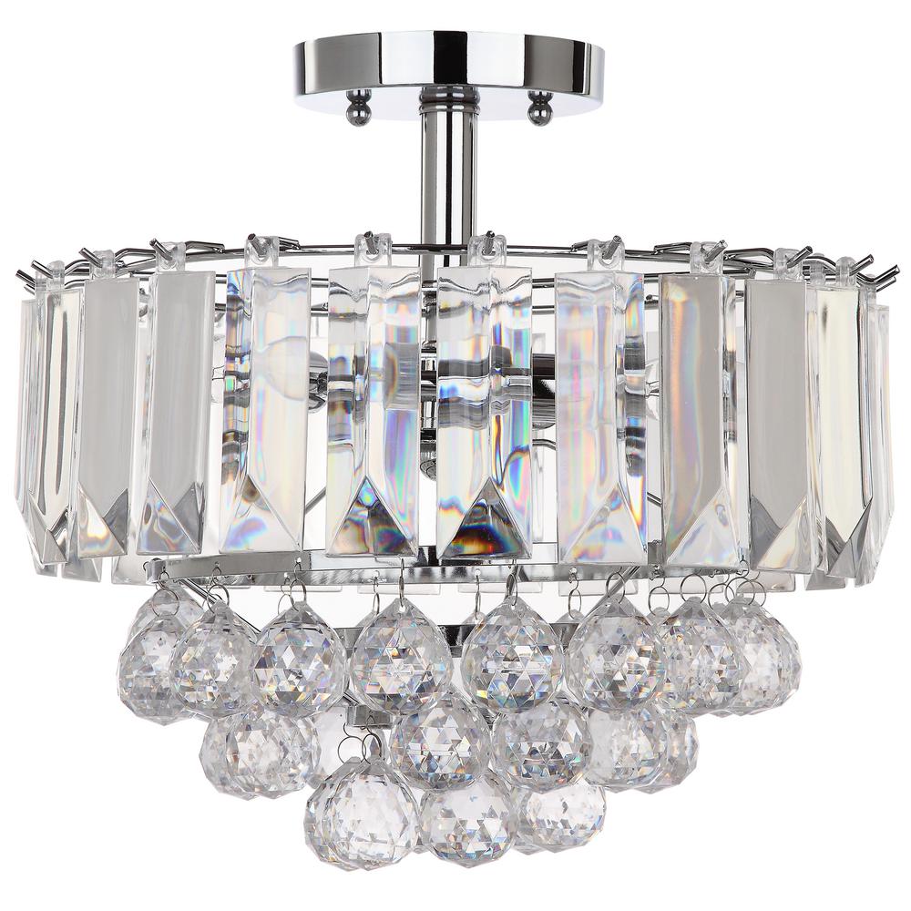Safavieh Vaxcel 13 5 In 3 Light Chrome Clear Acrylic Flush Mount Safavieh Vaxcel 13 5 In 3 Light Chrome Clear Acrylic Flush Mount