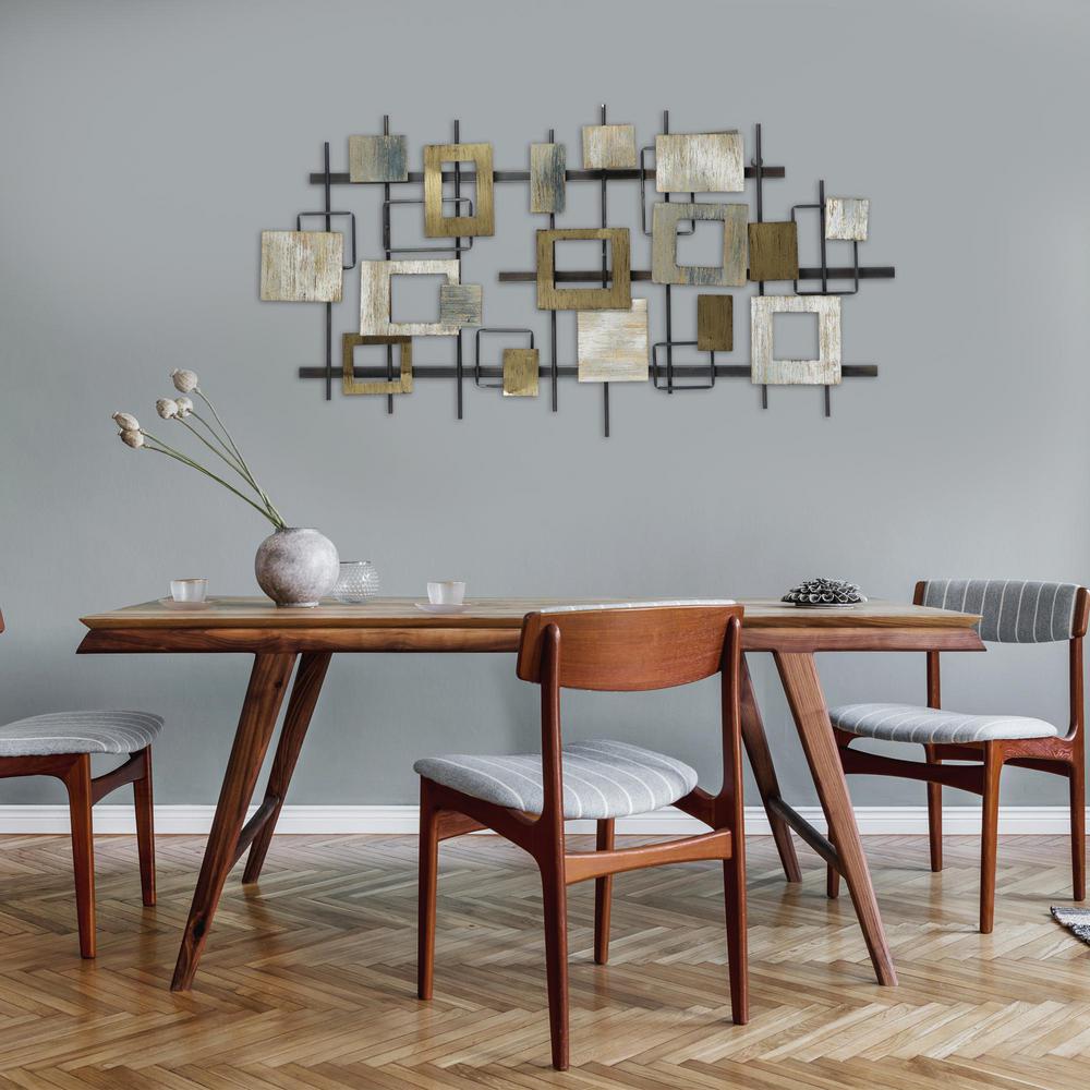 Stratton Home Decor Modern Shapes Wood And Metal Wall Centerpiece S33459 The Home Depot