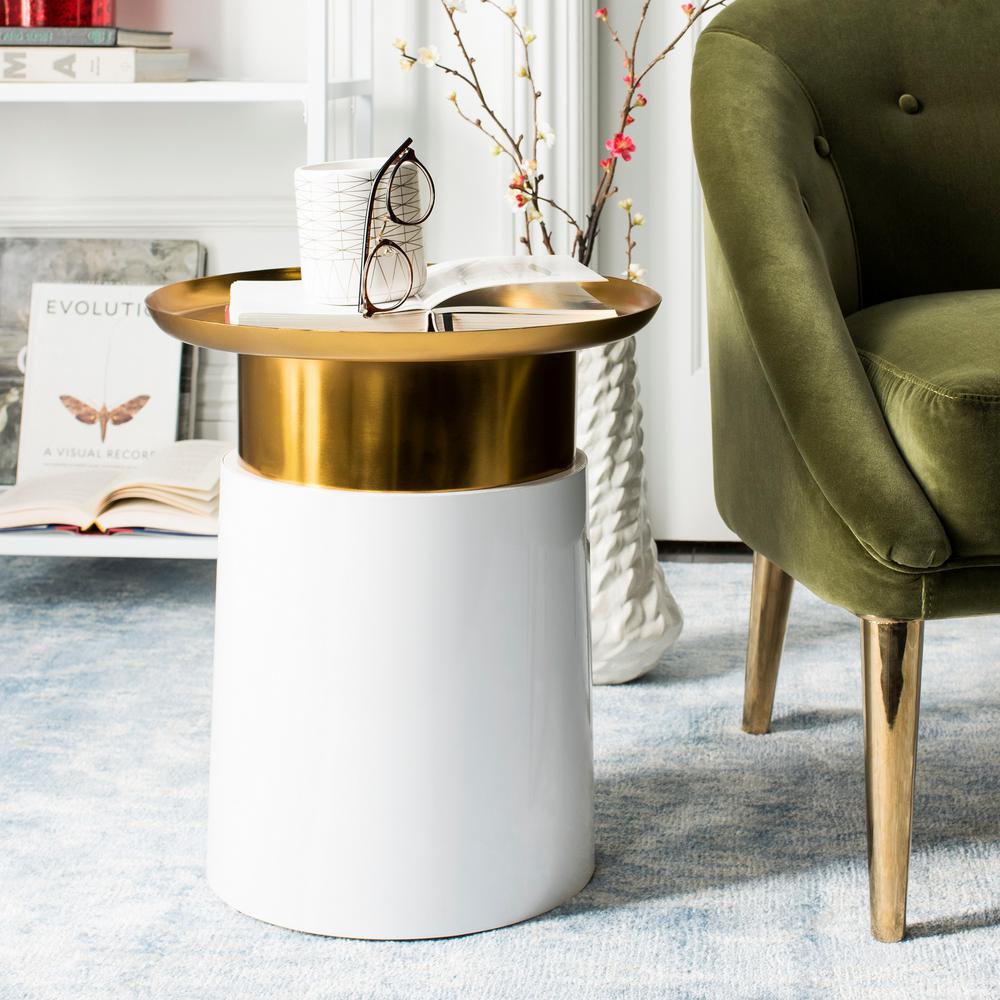 Safavieh Zenith White And Gold Side Table Acc3200a The Home Depot Safavieh Zenith White And Gold Side Table