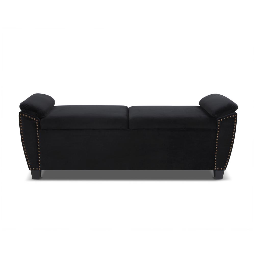 Jennifer Taylor Jolene Storage Bench Nailhead Accent Black 85610