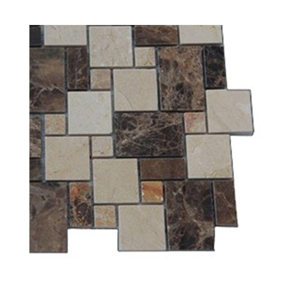 Splashback Tile Parisian Crema Marfil And Dark Emperador Blend 3 Splashback Tile Parisian Crema Marfil And Dark Emperador Blend 3 In X 6